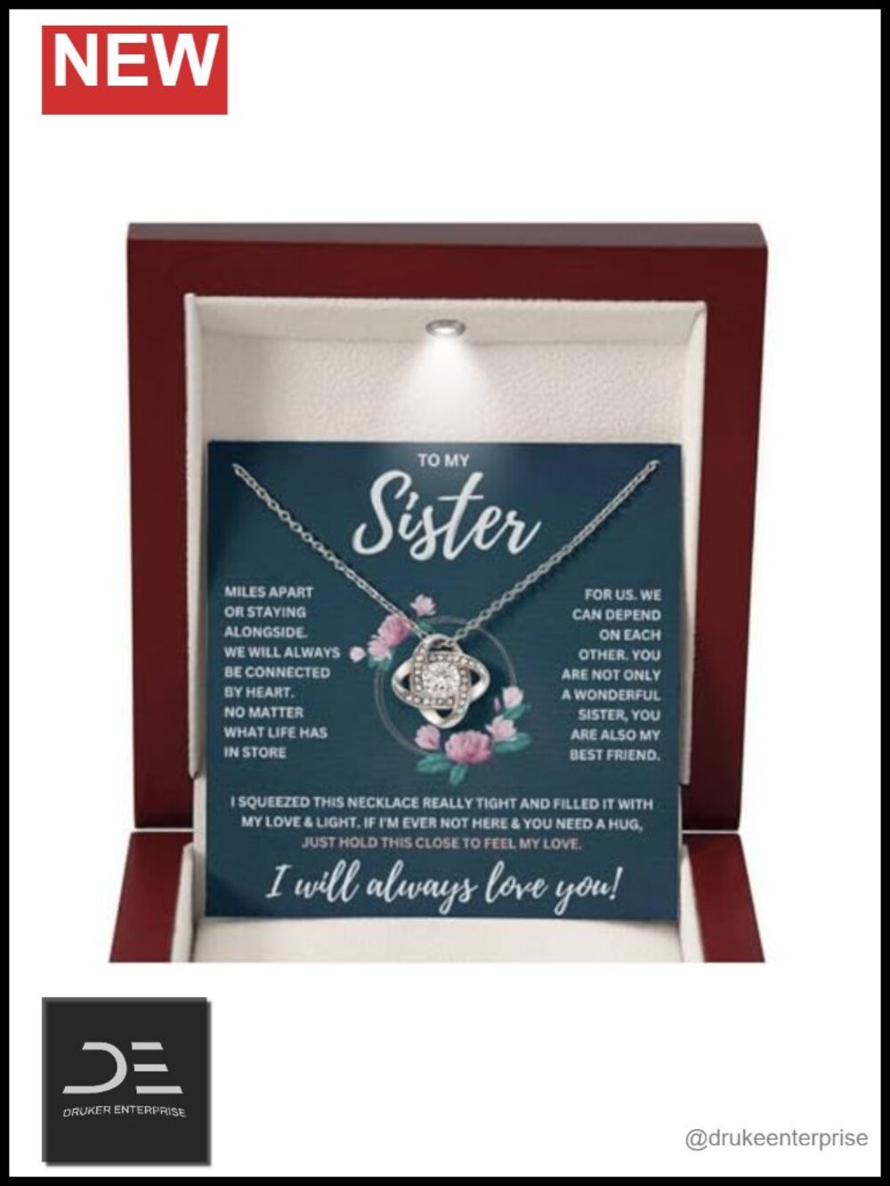 Sister Birthday Gifts CZ Pendant Necklace Stainless Steel from Little Big Sister
